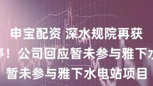 申宝配资 深水规院再获20CM涨停！公司回应暂未参与雅下水电站项目
